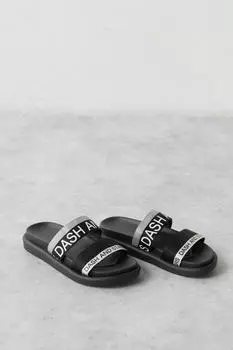 Серые шлепанцы с логотипом Dash and Stars, черный