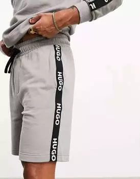 Серые шорты HUGO Bodywear с логотипом на ленте