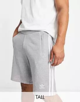 Серые шорты с 3 полосками и логотипом adidas Originals Trefoil Essentials Tall