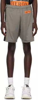 Серые шорты с нашивками Heron Preston