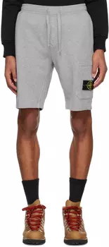 Серые шорты с нашивками Stone Island