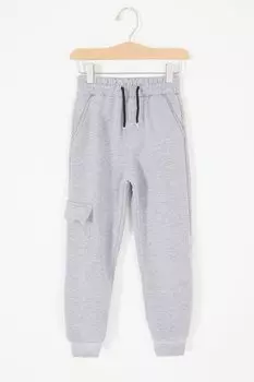 Серые спортивные штаны для мальчиков с приподнятыми карманами Cargo Pocket 17069 Cansn Mini