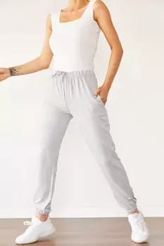 Серые спортивные штаны с кружевной талией 0YZK8-10365-03 XHAN