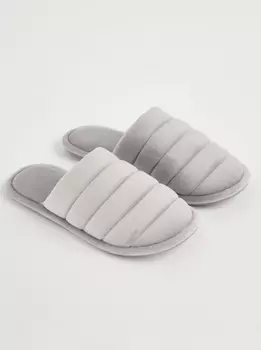 Серые стеганые тапочки без задника George., серый