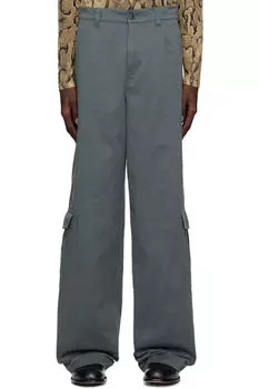 Серые свободные хлопковые брюки-карго Dries Van Noten