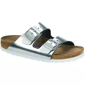 Серые тапочки «Аризона» Birkenstock, серебряный