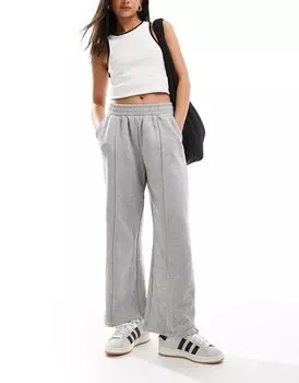 Серые тяжелые спортивные брюки прямого кроя с защипами ASOS DESIGN