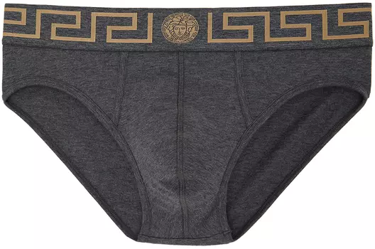 Серые трусы с каймой Greca Versace Underwear