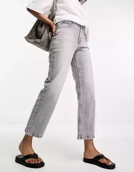Серые укороченные джинсы прямого кроя ASOS Easy