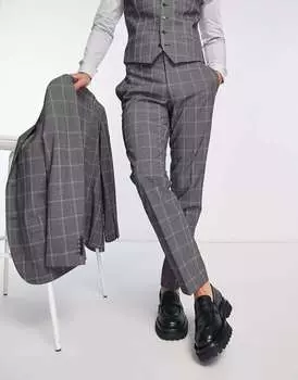 Серые узкие брюки в клетку рафа River Island