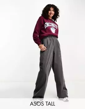 Серые вельветовые брюки свободного кроя ASOS DESIGN Tall