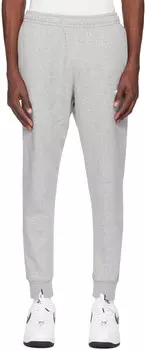 Серые вышитые спортивные штаны Nike, Dark grey heather/Matte silver/White