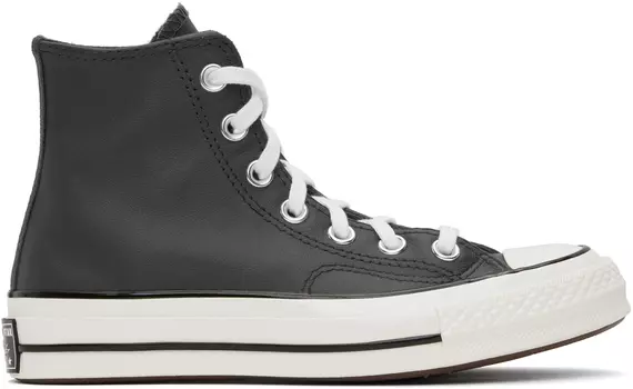 Серые высокие кожаные кеды Chuck 70 Heritage Converse
