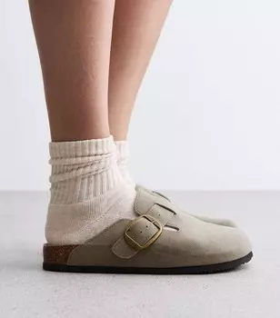 Серые замшевые сабо New Look, серый