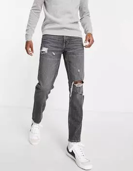Серые зауженные эластичные джинсы "американская классика" ASOS DESIGN Cone Mill Denim