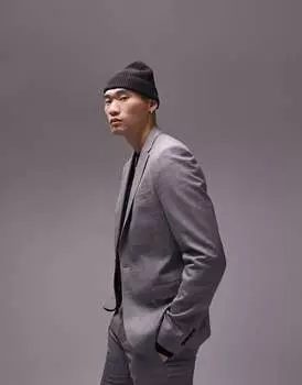 Серый эластичный супероблегающий пиджак Topman