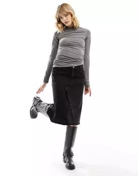 Серый асимметричный топ с длинными рукавами Weekday Main