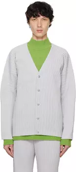 Серый базовый кардиган HOMME PLISSe ISSEY MIYAKE, светло-серый