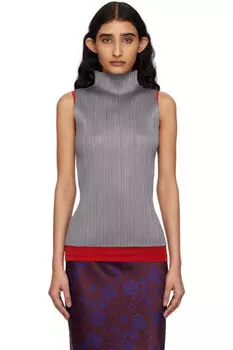 Серый базовый топ PLEATS PLEASE ISSEY MIYAKE