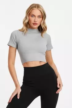 Серый бесшовный укороченный топ QUIZ Clothing