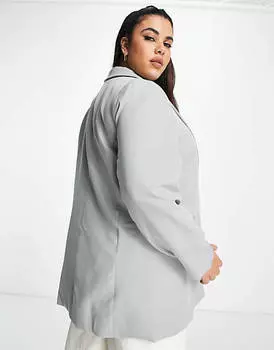 Серый блейзер-бойфренд New Look Curve