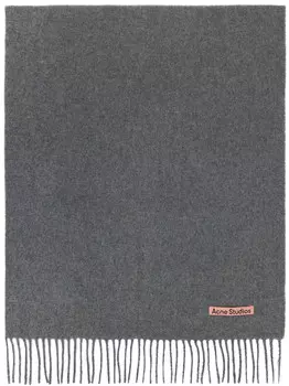 Серый большой шерстяной шарф с бахромой Acne Studios