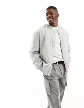 Серый бомбер ASOS с вафельной текстурой