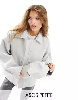 Серый бомбер из смесовой шерсти ASOS DESIGN Petite