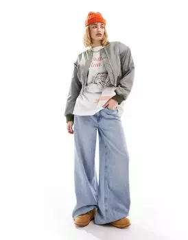 Серый бомбер с подплечниками ASOS