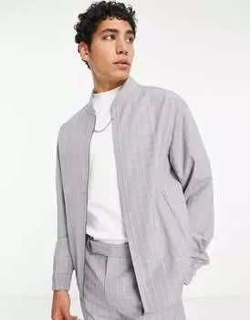 Серый бомбер в клетку ASOS
