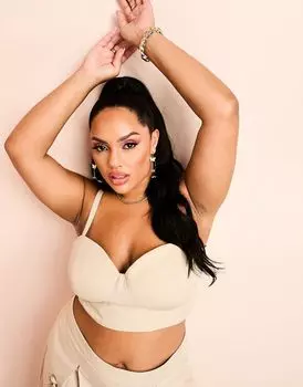 Серый бюстгальтер с чашками ASOS Luxe Curve, входит в комплект из трех предметов
