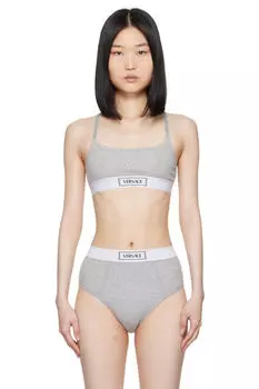 Серый бюстгальтер с круглым вырезом Versace Underwear