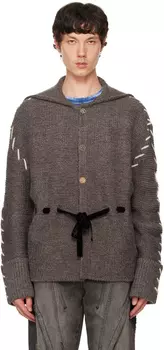 Серый Чарли Большой Воротник Кардиган Толстый Andersson Bell