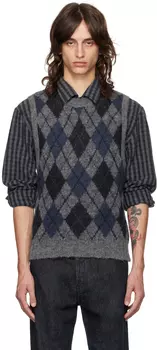 Серый деловой жилет OUR LEGACY, Soft duke argyle