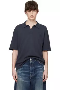 Серый дерзкий лисий принт с вышитой головой трикотажное поло Maison Kitsun