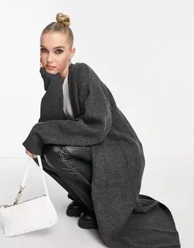 Серый длинный кардиган ASOS DESIGN