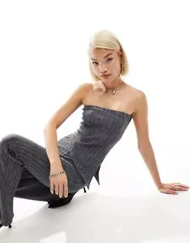 Серый длинный топ-бандо в рубчик COLLUSION