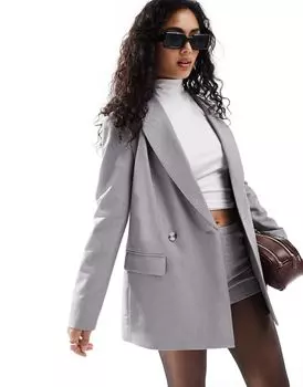 Серый двубортный пиджак ASOS DESIGN