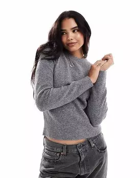 Серый джемпер с круглым вырезом New Look