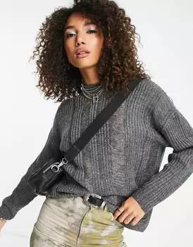 Серый джемпер с открытой строчкой ASOS DESIGN