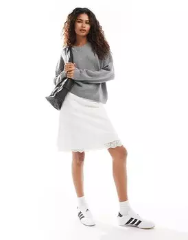 Серый джемпер с V-образным вырезом и ребристыми рукавами COLLUSION Meet & Greet