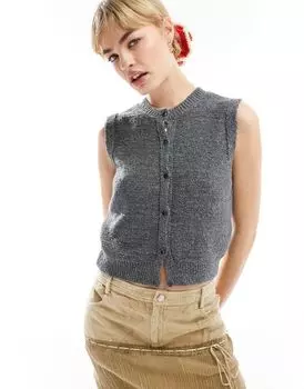 Серый фактурный жилет букле Reclaimed Vintage