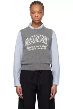 Серый графический жилет GANNI