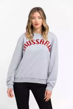 Серый хлопковый женский свитер Trussardi