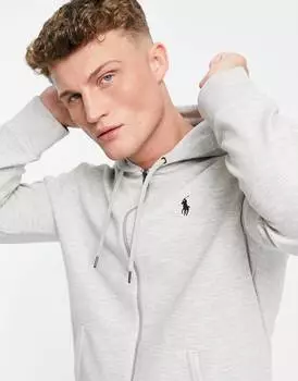 Серый худи на молнии с логотипом игрока Polo Ralph Lauren