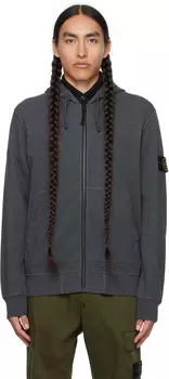 Серый худи на молнии Stone Island