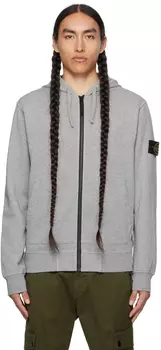 Серый худи на молнии Stone Island