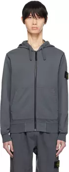 Серый худи, окрашенный в готовую одежду Stone Island