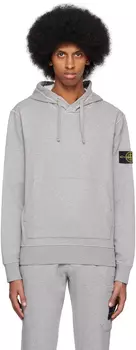 Серый худи с нашивками Stone Island