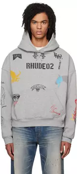 Серый худи с рисунком Rhude